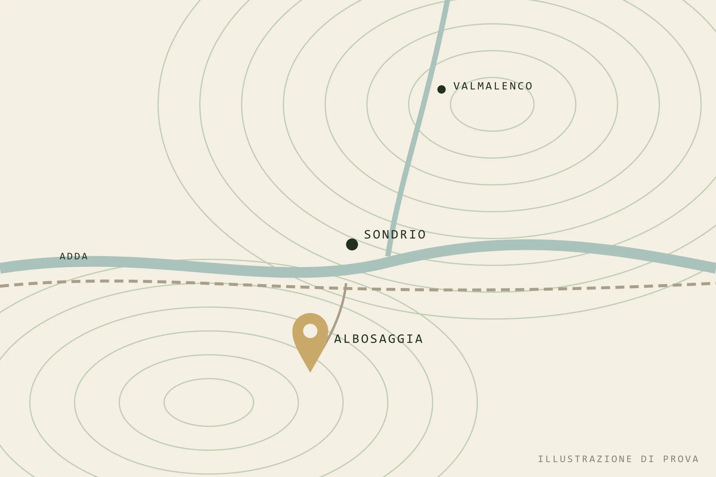 Illustrazione di prova: mappa con Sondrio, Albosaggia e la Valmalenco