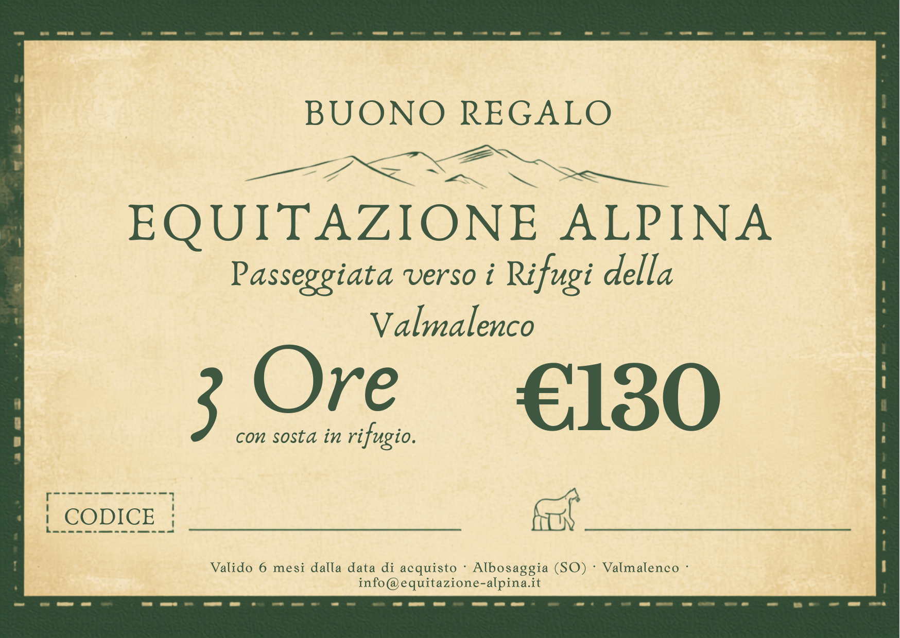 Voucher - Buono Regalo 3 Ore a Cavallo Verso i Rifugi della Valmalenco