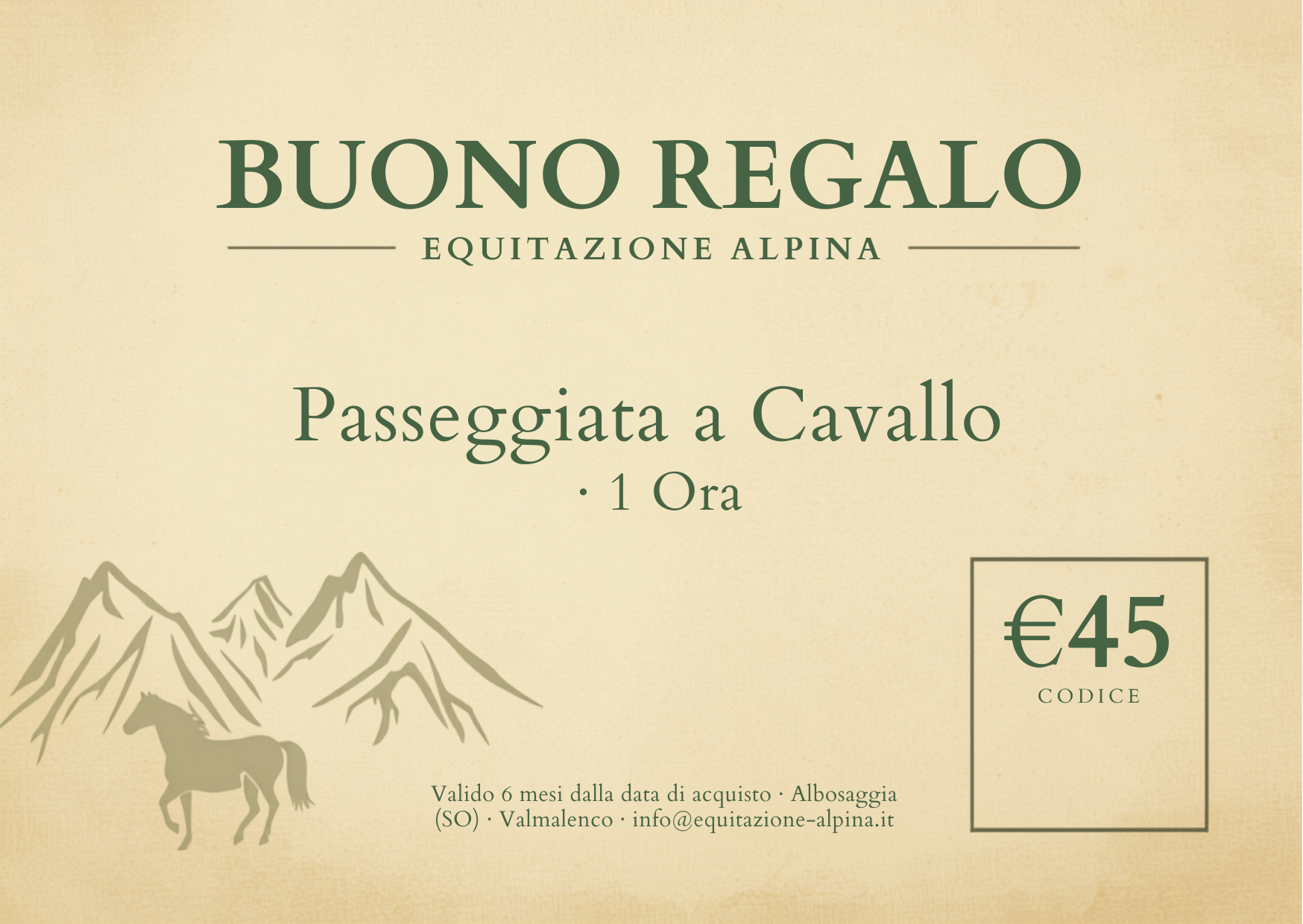 Voucher - Buono Regalo Passeggiata a Cavallo 1 Ora