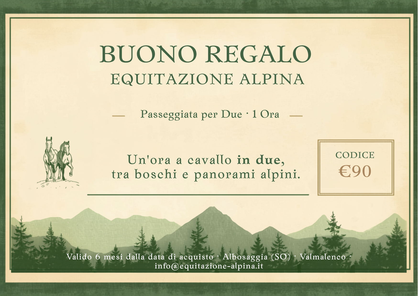 Voucher - Buono Regalo Passeggiata a Cavallo 1 Ora per 2 Persone